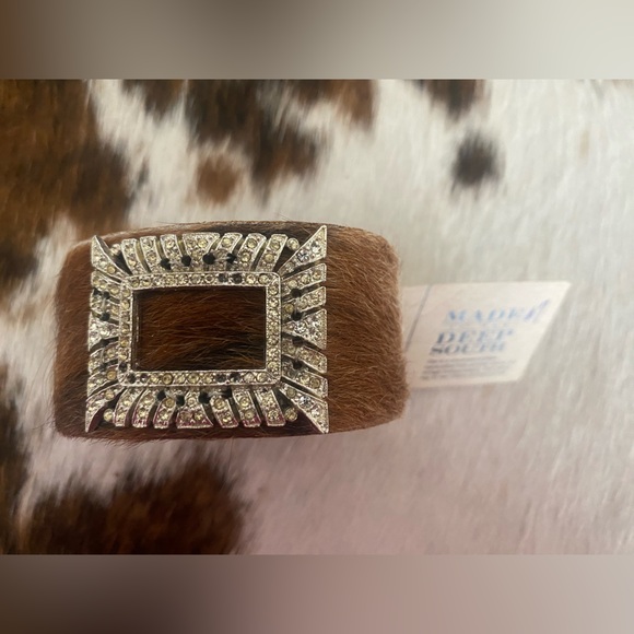 NWT MADE In The DEEP SOUTH Brown Leather Cowhide History Involved Bracelet Cuff - Picture 1 of 5